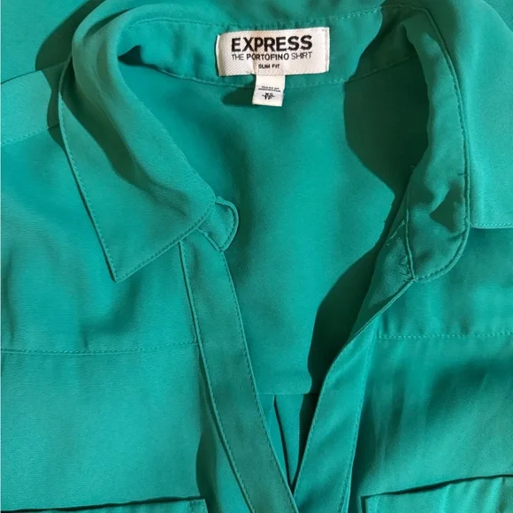 Express Women's Turquoise Button-Down Shirt - Picture 3 of 3